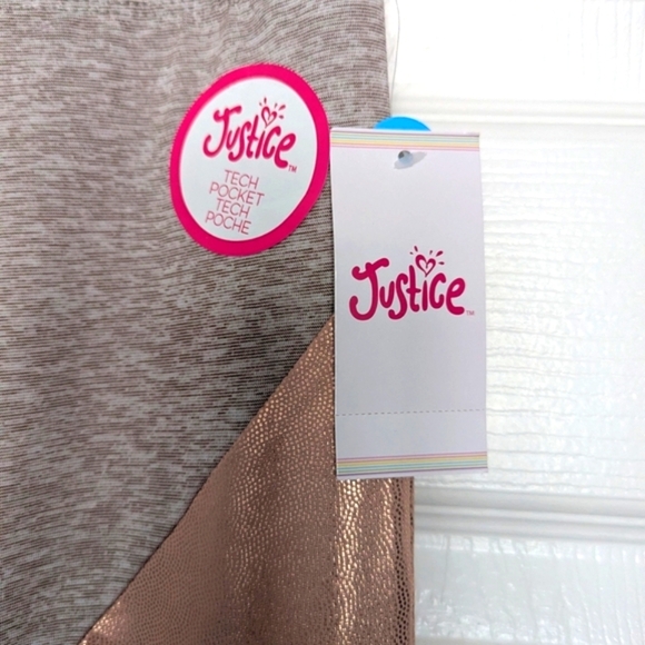 NWT Justice Girls (Size 10/Medium) Shiny Leggings With Copper Metallic Accents - Picture 3 of 8